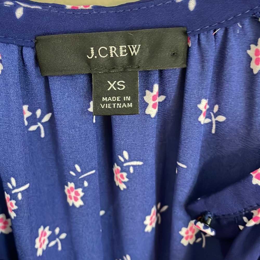 J Crew Sleeveless Navy and Pink Floral Dress with Bottom Ruffle XS - Picture 10 of 15